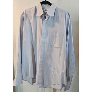 Italo Mondo Dress Shirt Men's 16 1/2 Grey Button Down Cuff link Formal fabric
